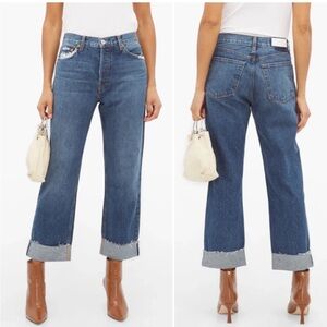 RE/DONE Size 28 90’s Loose Straight High Rise Cuffed Women’s Jeans Royal Indigo